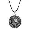 Pendant Necklaces Vintage Nordic Viking Pirate Necklace Round For Men Odin Mount Celtic Wolf Punk Male AccessoriesPendant220j