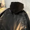 Heren bovenkleding jassen Leer Europese en Amerikaanse nep tweedelige PU-leren jas voor heren explosieve straatmode losse motor leren jas met capuchon
