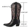 Stiefel Cowgirl Frauen Stickerei Kniehohe mittlere Wade Cowboy Slip On Spitz Zehen Candy Farbe Mode Schuhe Winter Western 231205