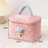 Scatole portaoggetti Borsa per cosmetici da viaggio di grande capacità Borsa da donna in velluto a coste con cerniera Tulip Flowers Pouch Borse da toilette Scatola per trucchi portatile