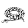 Kettingen Ziqiudie925 Sterling Zilveren Ronde Kraal Ketting Mode mannen Stijl Lange Boeddhistische Ketting Sieraden 4 MM-10 MM