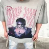 Designer Fashion clothing Luxury Tees TShirts Travi Scotts Portrait Direct Spray Print West Coast Hip Hop Style Old Wash High Street Short Sleeve T-shirt