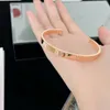 Luxury Bracelet Designer Woman Bangle Fashion Unisex Sterling Silver Plated Gold Wide Narrow Full Diamond Six Four Smooth Face All Sky