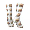 Chaussettes pour hommes drôle heureux Compression rétro Harajuku Hamburger Hip Hop nouveauté décontracté équipage fou chaussette cadeau imprimé