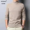 Herrtröjor Autumn Winter Mock Neck Sweater Men Solid Color Pullovers Man Half Turtleneck Knitwear Fashion Brand Casual Herrkläder 231205