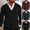 Suéteres para hombres Hombres Cardigan Suéter de manga larga con cuello en V Slim Fit Abrigo de punto con botones de manga larga para
