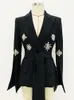 Womens Suits Blazers High Street Est Fashion Runway Designer Jacket Crystal Rhinestone Diamonds Beaded Blazer 231206