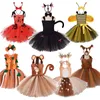 Kız Elbiseleri Sevimli Kızlar Cadılar Bayramı Hayvan Cosplay Kostümleri Çocuk Maymun Arı Kedi Elk Sincap Böcek Ladybird Karnaval Partisi 231205