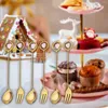 Dinnerware Sets 6x Christmas Flatware Coffee Stirring Spoon Forks And Spoons Set For Wedding Restaurant Daily Use Kitchen