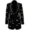 Damenanzüge-Blazer RapWork-Veste longue imbibee de luxe pour femme velours perle diamant petite equalisation temperament d'auto-culture printemps nouveau 231205