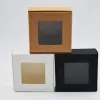 Scatole regalo quadrate bianche nere con finestra Kraft con finestra in PVC per espositore per gioielli con sapone caramellato ZZ