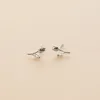 Stud Earrings Silver Color With Crystal CZ Stone Modern Carnation Design Fashion Versatile Accessories Women 2023 Jewelry