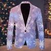 Herren Anzüge Blazer Schneeflocke Muster Weihnachten Anzug Jacke Männer Mode Freizeit Gedruckt Tasche Single Button Party Kleidung 231206