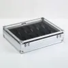 Caja cuadrada de almacenamiento para relojes de joyería, con 12 ranuras de rejilla, totalmente profesional, contenedor interior de ante de aluminio, nuevo Sell268I