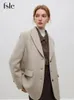 女性のスーツブレザーfsle-veste 100％laine imbibee pour femme longueur initiee manteau decontracte pour femme de bureau hiver nouveau 231205