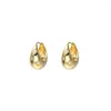 Stud Oorbellen Glanzende Zirkoon Vintage Vergulde Chunky Dome Drop Voor Vrouwen Glanzend Roestvrij Staal Dikke Teardrop Earring Sieraden Geschenken