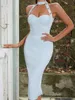 2024女性ファッションドレス滑走路ドレス女性バルマンスタイルのボタン装飾包帯ドレスエレガントなスリムフィットドレス