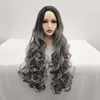 New Type Wig Women's Split Gray Long Curly Hair Wig Headcover Long Hair Style Natural Wig Cover