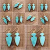 Dangle Lustre Mode Bold Arrowhead Boucles D'oreilles Femmes Amazonite Goutte Boucle D'oreille Élégant Costume Bijoux Art Cadeaux Dropshipdangle Del Dh9Ef