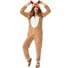 Frauen Robe Weihnachten Weihnachten Elf Rentier Kostüm Pyjamas für Frauen Erwachsene Mit Kapuze Gemütliche Reh Reh Cosplay Onesie Overall Fleece 231206