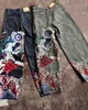 Jeans pour femmes Hip Hop Punk broderie imprimée Baggy Y2k hommes artisanat lourd Style rétro pantalon à jambes larges Goth déchiré 231206