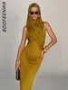 Casual Dresses Resort Hooded Backless Maxi Dress Elegant Sexy Evening Party Outfits Cross Halter Long For Women