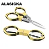 Fisketillbehör Alasicka Carbon Steel Scissor Foldbar Knot flätad linje Cutter Tackle Tool Cutting Wire 231206