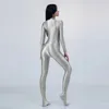 Kadın mayo seksi ön fermuarlı yağ tapı parlak pürüzsüz tek parçalı mayo kadın yoga playsuit catsuits bodysuit wetsuit artı beden