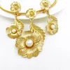 Necklace Earrings Set Dubai Vintage Imitation Pearl Jewelry For Women Ring Bridal African