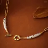 Kedjor Green CZ Stone Cactus White Emamel Necklace for Women OT CLASP CHAIN ​​MINIMalistiska eleganta unika smycken i