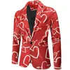 Herenpakken Blazers Kerstcadeau Mode Pak Feestjas Casual Slim Fit Blazer Knoppen 3D hartprint Schilderij Jas Heren 231206