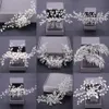 Frauen Haarkämme Hochzeit Haarschmuck Tiara Perle Strass Silber Farbe Braut Haarschmuck Blüte Schmuck Stirnband X0282u