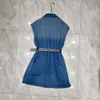 Designer Denim Women's Dress Fashion Matching Belt Girl Slim Kjol Summer Beach Street kjol Black Blue Size S-L Star1922