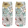 Chaussettes pour femmes, impression de fleurs 3D, coupe basse, cheville, FunnyGothic, plante créative, peinture à l'huile, Sokken, livraison directe