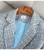 دعاوى المرأة بدلات السترة الربيع الخريف سترة شبكة مزدوجة الشبكة Tweed Woolen المعاطف الإناث الإناث ملابس خارجية سميكة بدلة 3XL 231206