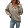 Kvinnors stickor Tees bekväma och avslappnade kvinnors tröja Autumn/Winter Solid Color Long Sleeve Polo Collar Pullover Knitwear For Women S- 231206