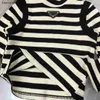 New girls dress suits Autumn kids Tracksuit Size 100-150 designer baby Black and white striped sweater and Cotton skirt Dec05