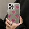 Mobiele telefoon hoesjes Koreaans schattig Lovel hart spiegel helder telefoonhoesje voor iPhone 11 12 13 14 Pro Max Plus harde schokbestendige beschermende achterkant Funda J231206