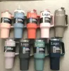 ABD Stok 1: 1 Logo Paslanmaz Çelik 40oz Tumbler Cups Sap kapaklı ve saman büyük kapasiteli seyahat araba kupaları Termos 20 renkte yalıtımlı su şişeleri i1206