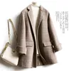 Women's Jackets 100 Wool Hand Sewn Coat Long Stripe Color Overcoats Female Nobuttons Cardigan Woolen Coats Can Added Buttons 231205