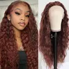 Brazilian Synthetic Lace Frontal Wigs for Black Women Brown Hair Glueless Long Loose Curly Wave Heat Resistant Fiber Pre Plucked Natural Wig With Baby Hair 24 Inch