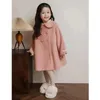 Jackets Toddler Kids Pink Woolen Dress for Girls Turn Down Collar Loose Princess Outfits Coat Infant Baby 3 12Years 231206