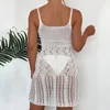 Mulheres Swimwear Mulheres Crochet Cover Up Hollow Out Maiô Coverup Side Split Maxi Beach Dress Calças Ups para Mulheres