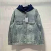 Jaquetas masculinas Designer novo patchwork falso de duas peças solto aba larga com capuz jaqueta jeans marca de moda O5A5