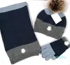 Bonnet de créateur Gants Lettre Bonnet tricoté Caps pour hommes Femmes Automne Hiver Chaud Épais Laine Broderie Chapeau Froid Écharpe