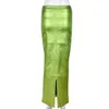 Spódnice Jupe Crayon taille haute pour femme vert metallique argent seksowne maigre klub de fete vintage bas ete rue 231206