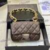 Vintage Chunky Chain Women Mini Crossbody Bag Gold Hardware Leather Quilted Luxury Handbag Diamond Lattice Coin Purse Classic Underarm Fanny Pack Suitcase 21CM