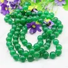 Chaînes longues 10 mm naturel vert jade calcédoine perles rondes collier pierre cadeau de Noël 50 pouces conception de fabrication de bijoux de mode