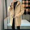 Men's Wool Blends Zongke Hooded Winter Coat Men Clothes Long Overcoat in Coats and Jackets Male Trench Clothing Woolen 2023 231205