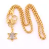 Pendentif à breloque hexagonale étoile de David et menorah, collier religieux juif 288M